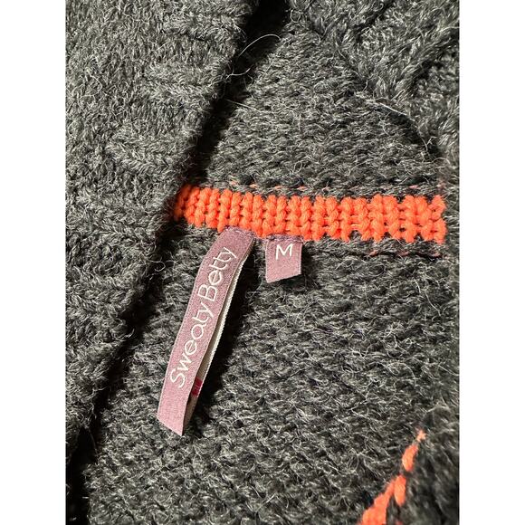 Sweaty Betty Chunky Knit Full Zip Wool Blend Hooded Sweater Dark Grey Sz Medium - Picture 3 of 10